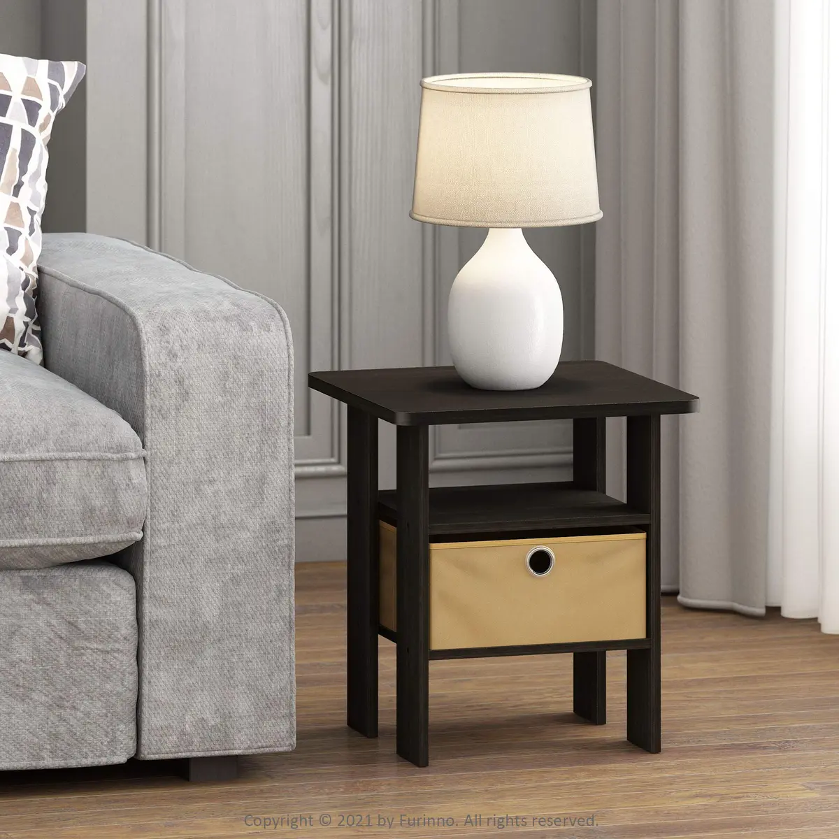 Furinno ANDREY Square Side Table 15.5 in (39.4 cm) | Space Saving, Modern Design, Durable Composite Wood - view 2
