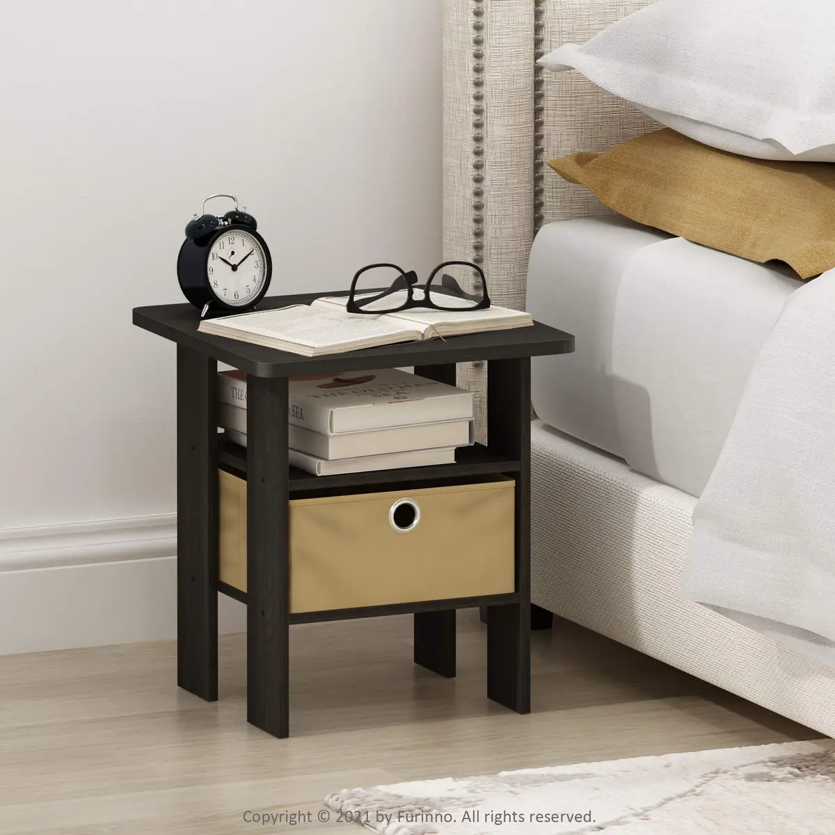 Furinno ANDREY Square Side Table 15.5 in (39.4 cm) | Space Saving, Modern Design, Durable Composite Wood - view 4