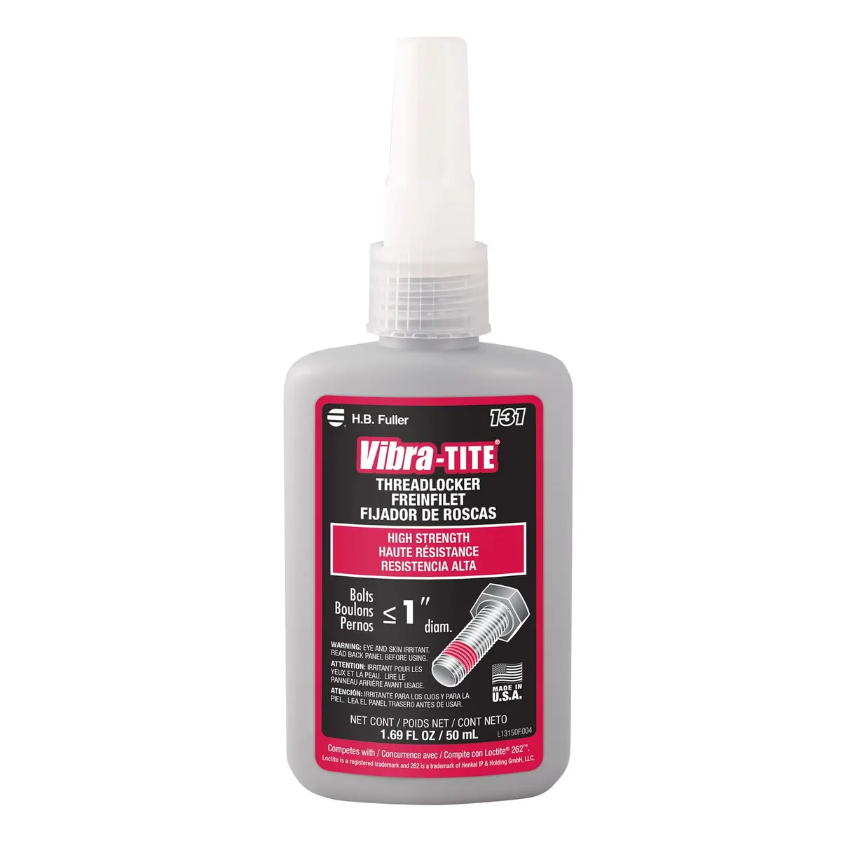 Vibra-TITE 13150 131 Permanent Strength Anaerobic Threadlocker 50 ml Bottle, Red | Locks Nuts & Bolts Up to 3/4" - main product image