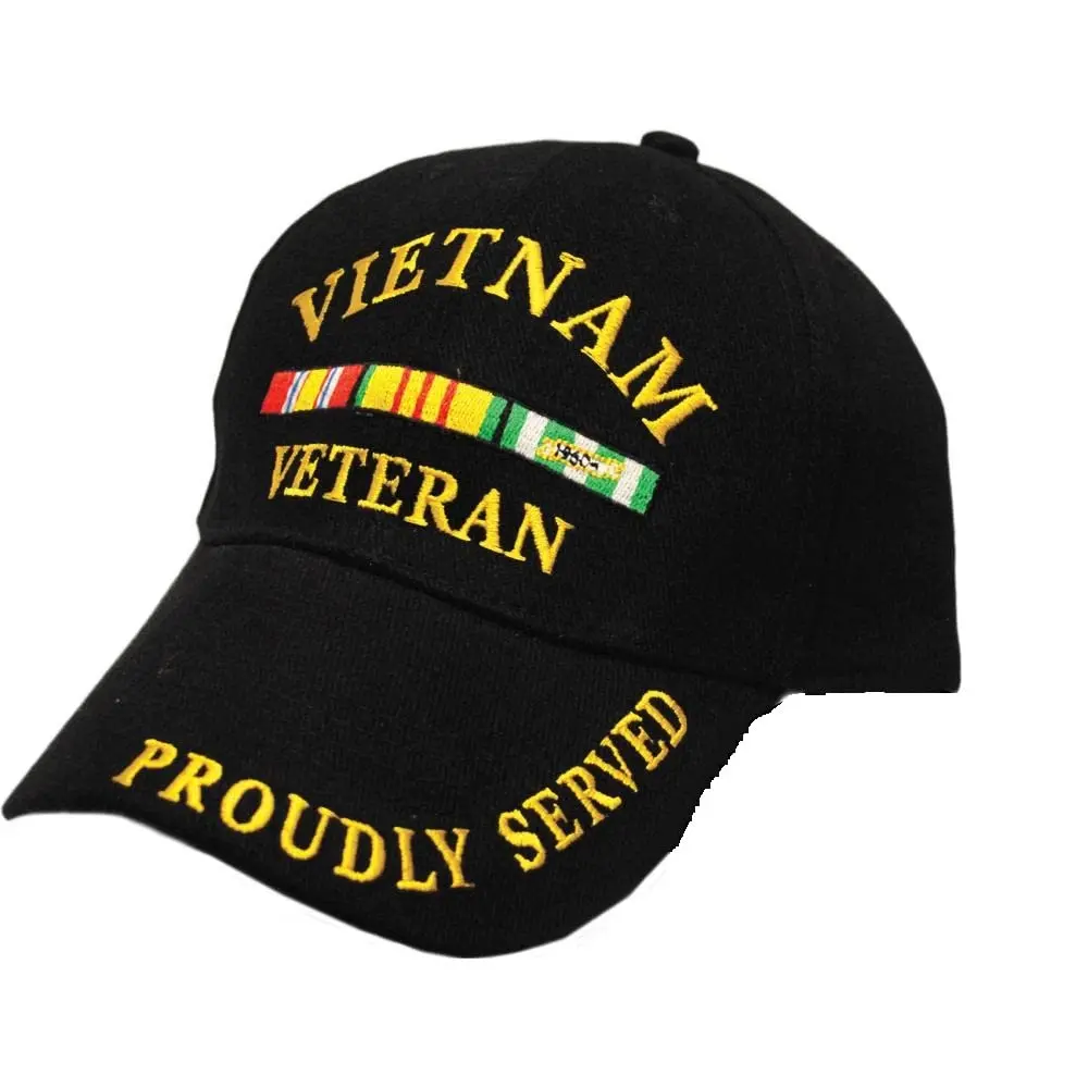 FindingKing Vietnam Veteran Proudly Served Hat Black | 100% Cotton, Military Style, One Size - main product image