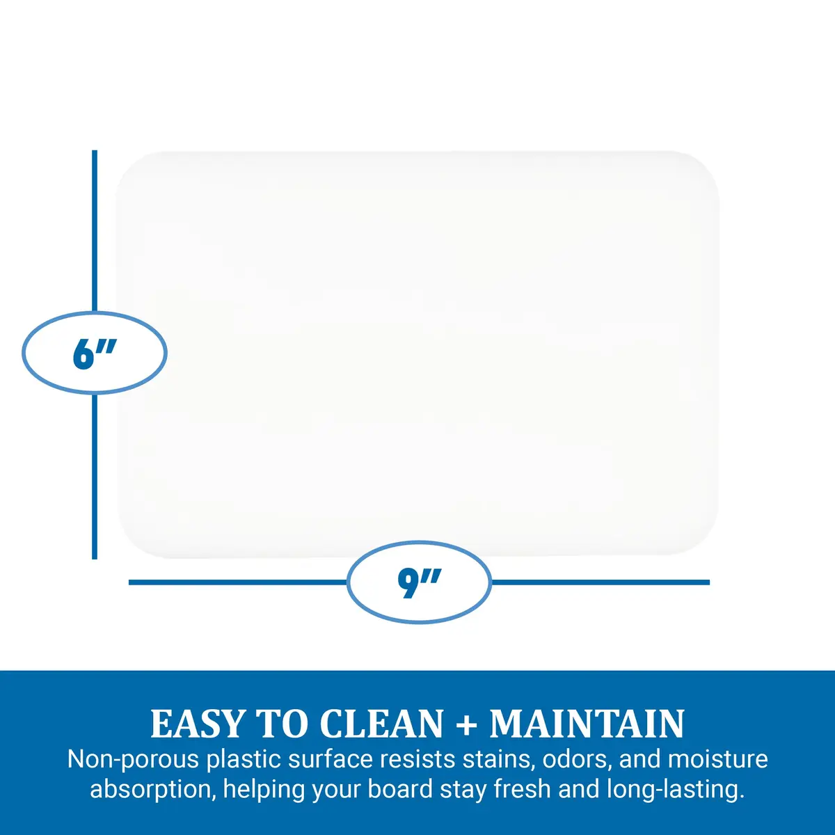 San Jamar Cut-N-Carry Saf-T-Grip Cutting Board White 22.86cm x 15.24cm x 1.27cm | Integrated Handle for Easy Carrying - view 2