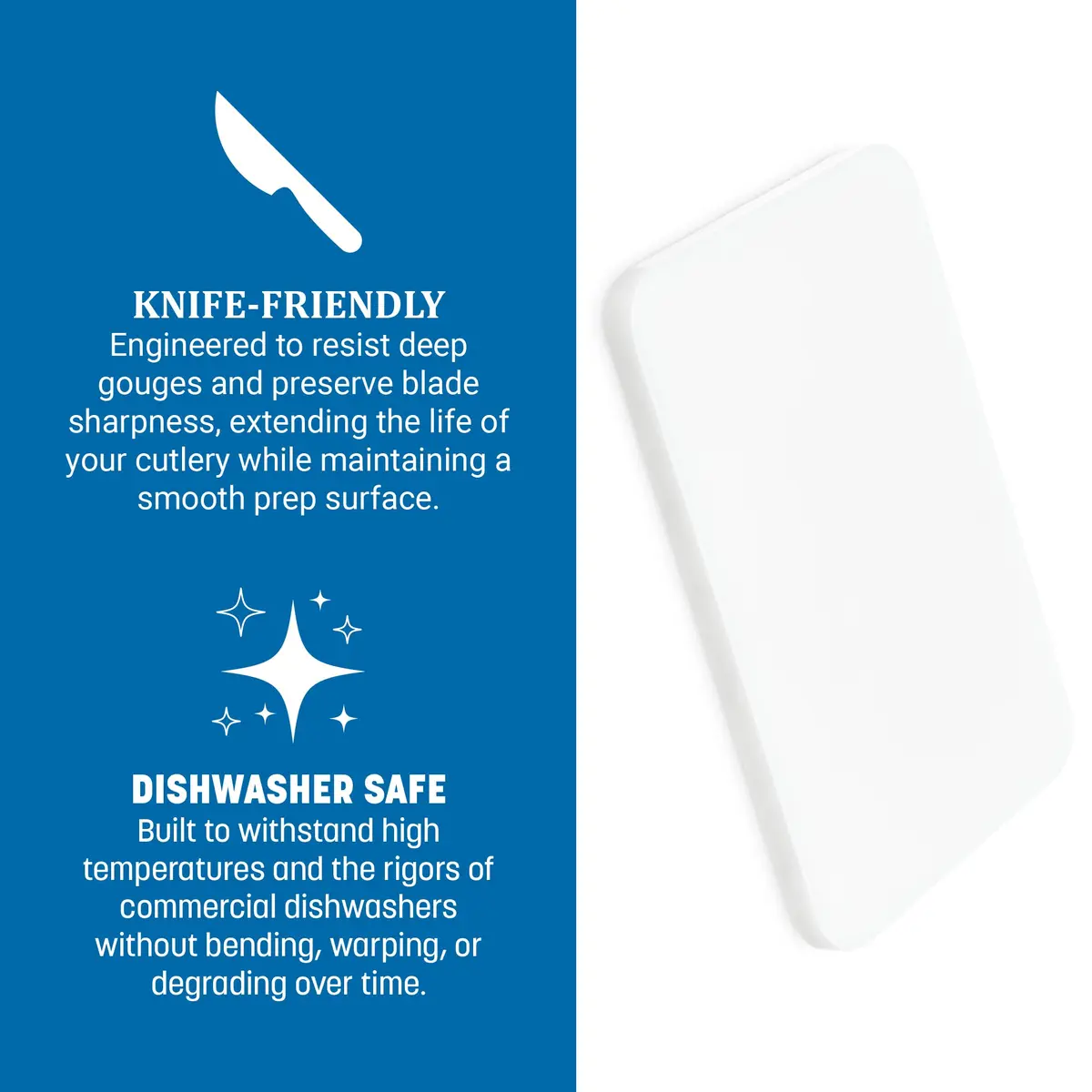 San Jamar Cut-N-Carry Saf-T-Grip Cutting Board White 22.86cm x 15.24cm x 1.27cm | Integrated Handle for Easy Carrying - view 3