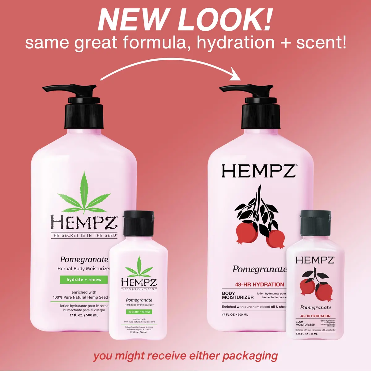 Hempz Herbal Body Moisturizer Pomegranate 2.25 oz | Paraben-Free, Hydrating & UV Protection - view 2