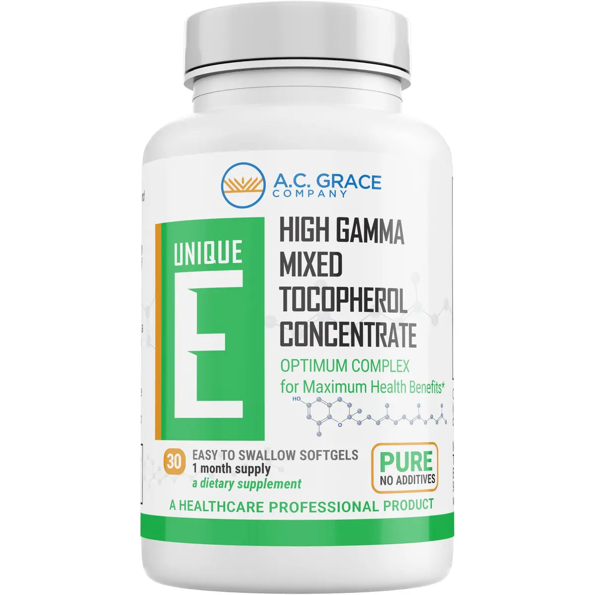 Unique E Mixed Tocopherols Vitamin E Softgels 30 Count | High Gamma Complex Support - main product image