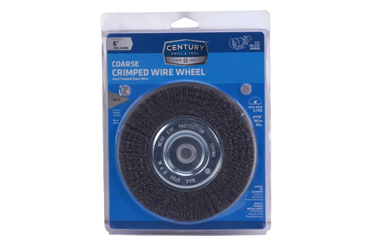 Century Drill & Tool 76861 Bench Grinder Wire Wheel, 6" Coarse & Crimped | Heavy-Duty Carbon Steel Wire - view 5