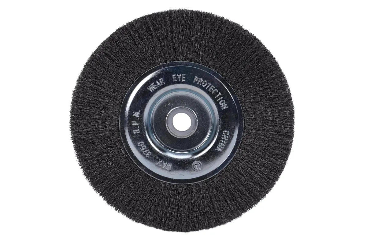 Century Drill & Tool 76863 Bench Grinder Wire Wheel, 6" Fine & Crimped | Rust-Resistant Carbon Steel Wire - main product image