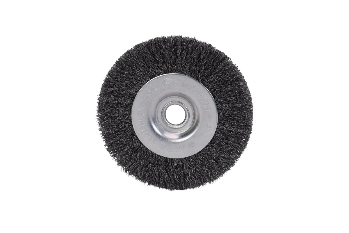 Century Drill & Tool 76841 Bench Grinder Wire Wheel, 4" Coarse & Crimped | Metal Cleaning & Rust Removal - main product image