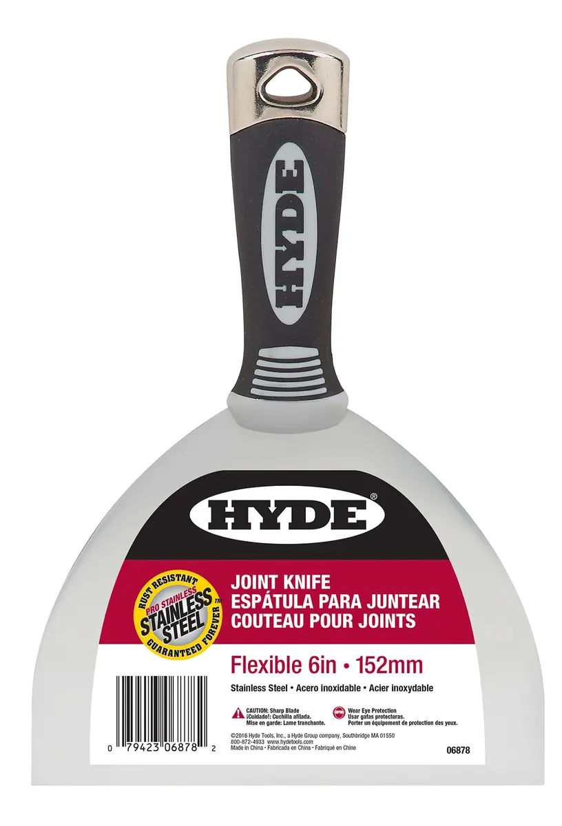 Hyde Tools 06878 Joint Knife,Flexible, 6" | Rust-Resistant Stainless Steel Blade, Black - main product image