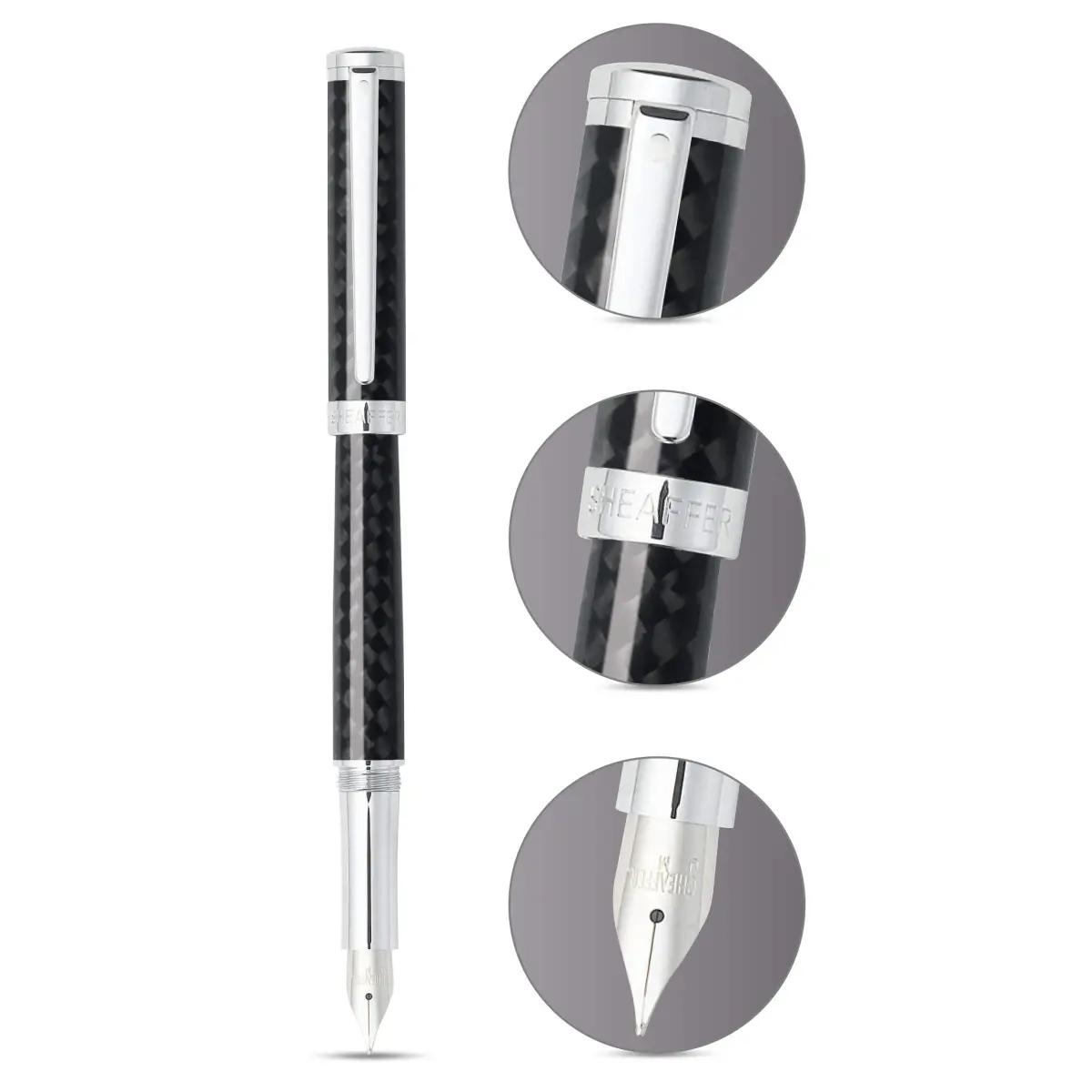 Sheaffer Intensity Carbon Fiber Fountain Pen with Chrome-Plated Trim and Medium Nib, 39g (1.38 oz) | Smooth Ink Flow - view 2