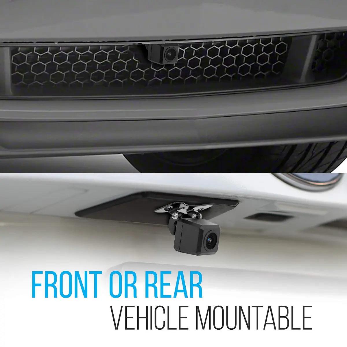 Pyle Universal Mount Front Rear Camera - Marine Grade Waterproof w/ Night Vision & Distance Lines 170° FOV - view 6