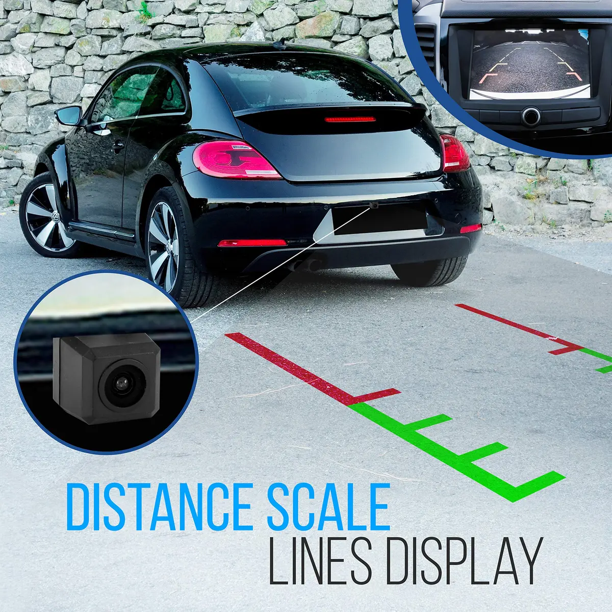 Pyle Universal Mount Front Rear Camera - Marine Grade Waterproof w/ Night Vision & Distance Lines 170° FOV - view 4