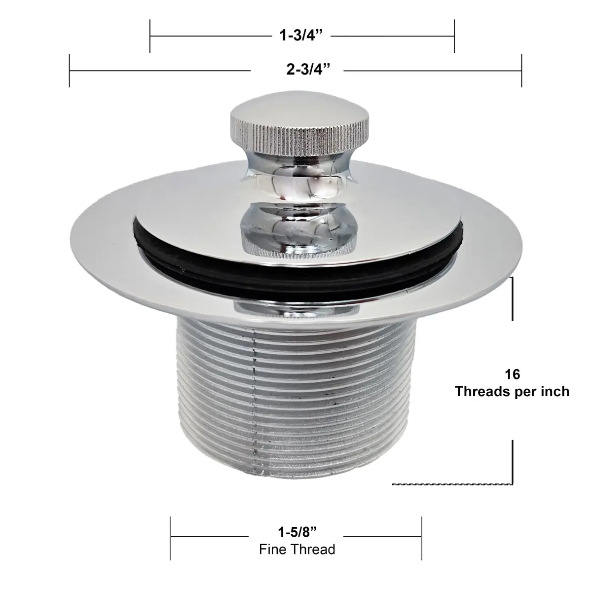 Westbrass Twist & Close Bath Drain Plug 1-1/4" NPSM Fine Thread | Polished Chrome, 18.29 mm (0.72 in) - view 7