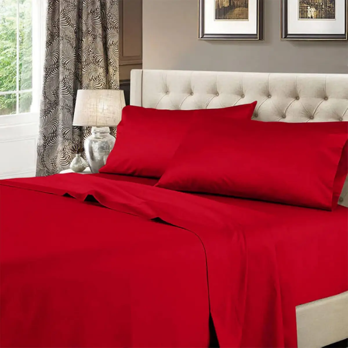 Royal Hotel Bedding King Sheets Set, 600 Thread Count Cotton Sateen, Red | Soft, Breathable & Durable - main product image
