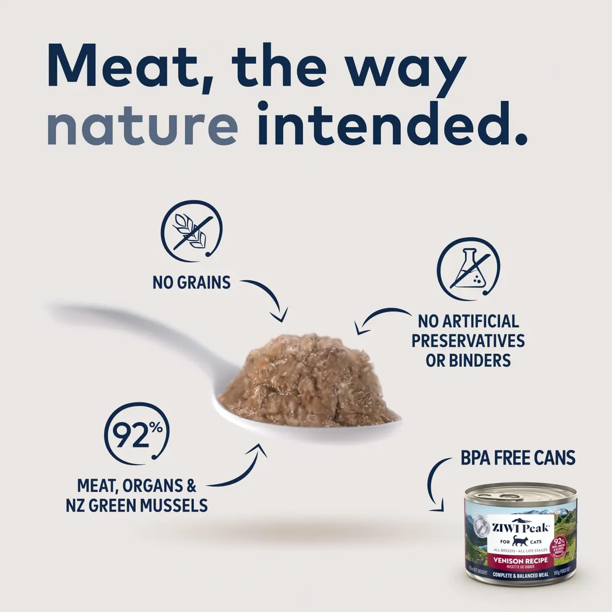 ZIWI Peak Canned Wet Cat Food Venison 92% Meat & Organs | Grain-Free, High Protein, Moisture Rich - view 2