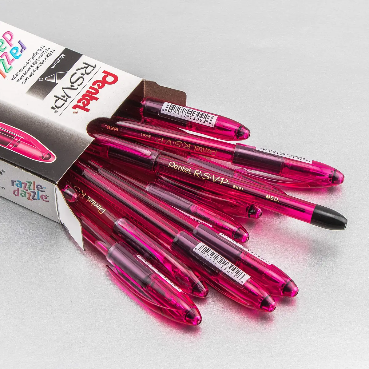Pentel RSVP Razzle-Dazzle Ballpoint Pen (1.0mm) Medium Line | Pink Barrel, Black Ink, Box of 12 - view 2