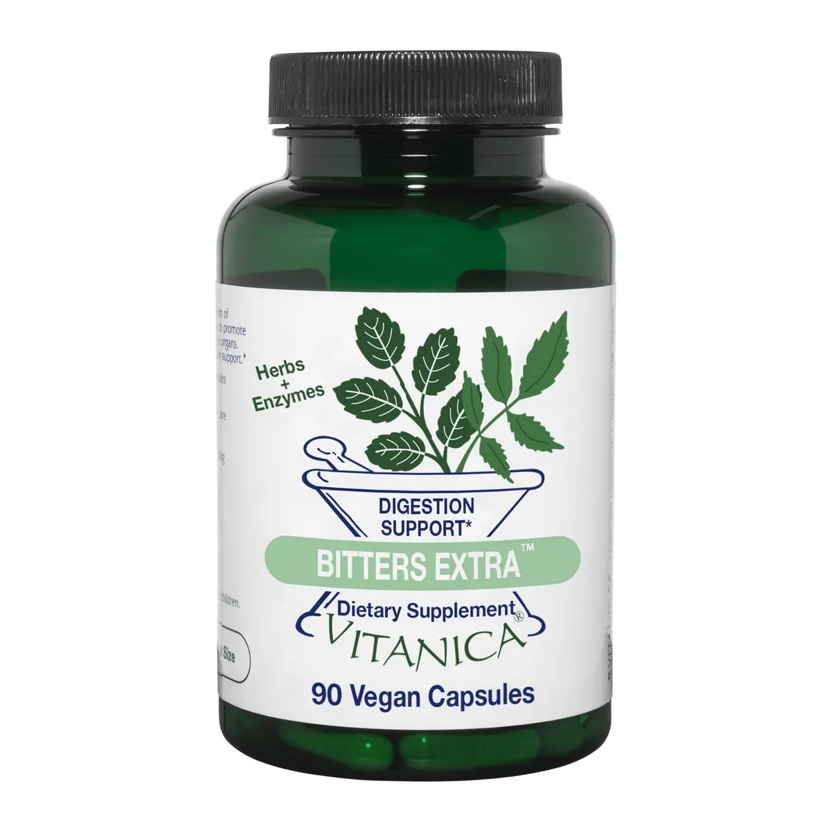 Vitanica Bitters Extra, with Plant-Based Enzymes, Vegan, 90 Capsules | Digestion & Liver Support - main product image
