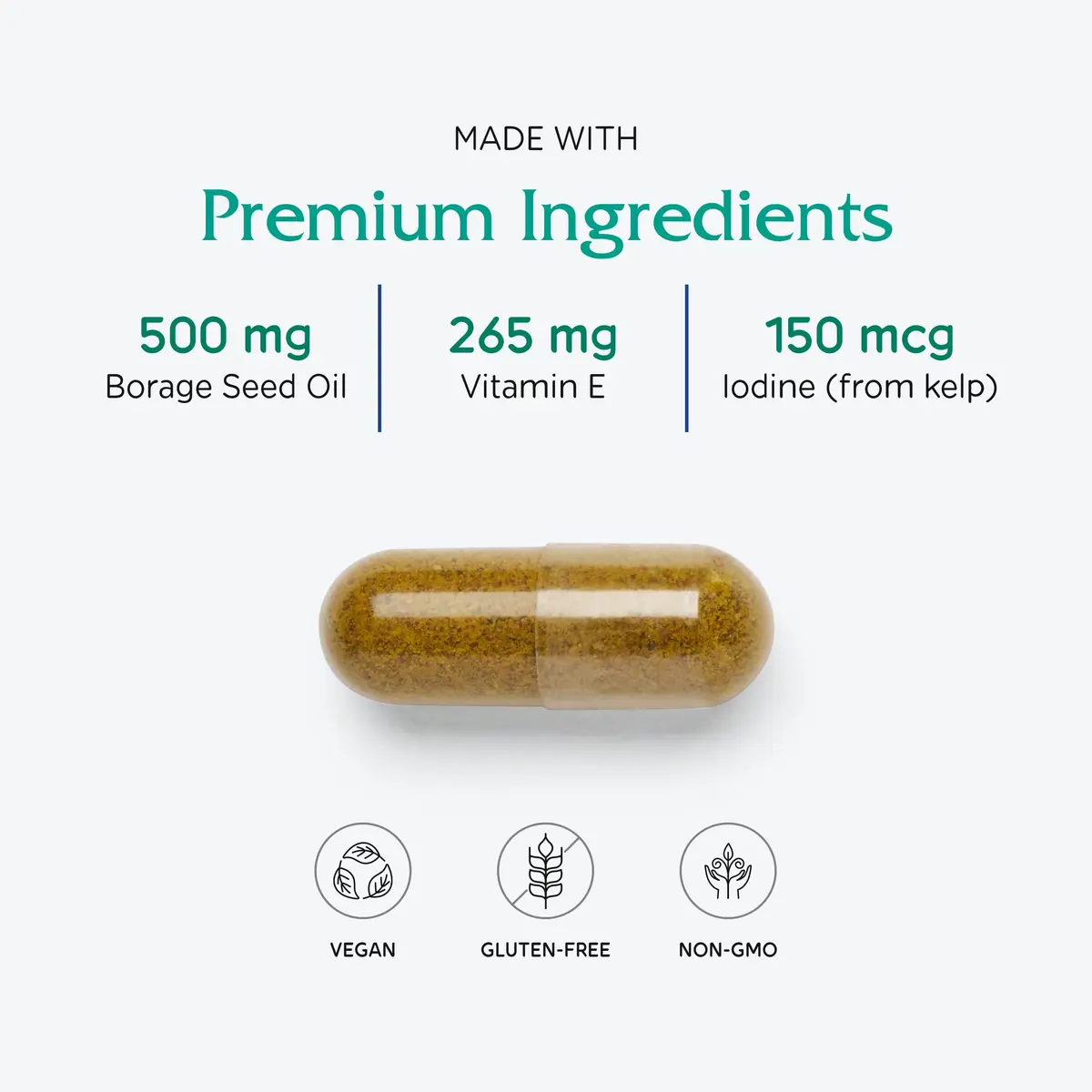 Vitanica Breast Cycle Blend, Iodine & Borage Oil, Vegan, 60 Capsules | Supports Cyclic Breast Changes - view 4