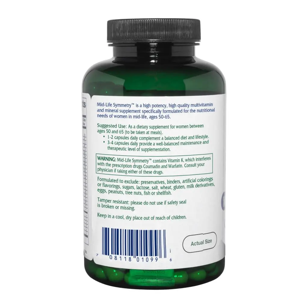 Vitanica Mid-Life Symmetry, 50–65 Years Multivitamin, Vegan, 180 Capsules | Supports Bone, Brain & Immune Health - view 3