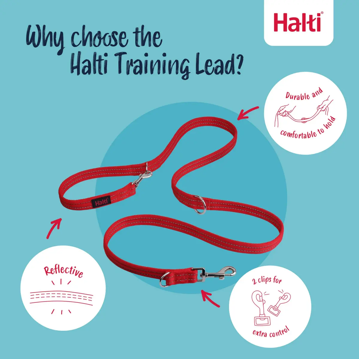 Halti Training Dog Leash | Size L, Red | 2m Length | 7 Versatile Uses for Obedience & Walks - view 3