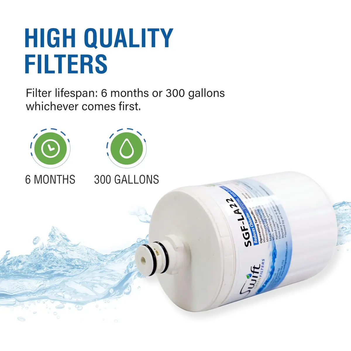 Swift Green Filters SGF-LA22 Compatible Refrigerator Water Filter 3-Pack | NSF Certified, Reduces Chlorine & Sediment, Made in USA - view 5