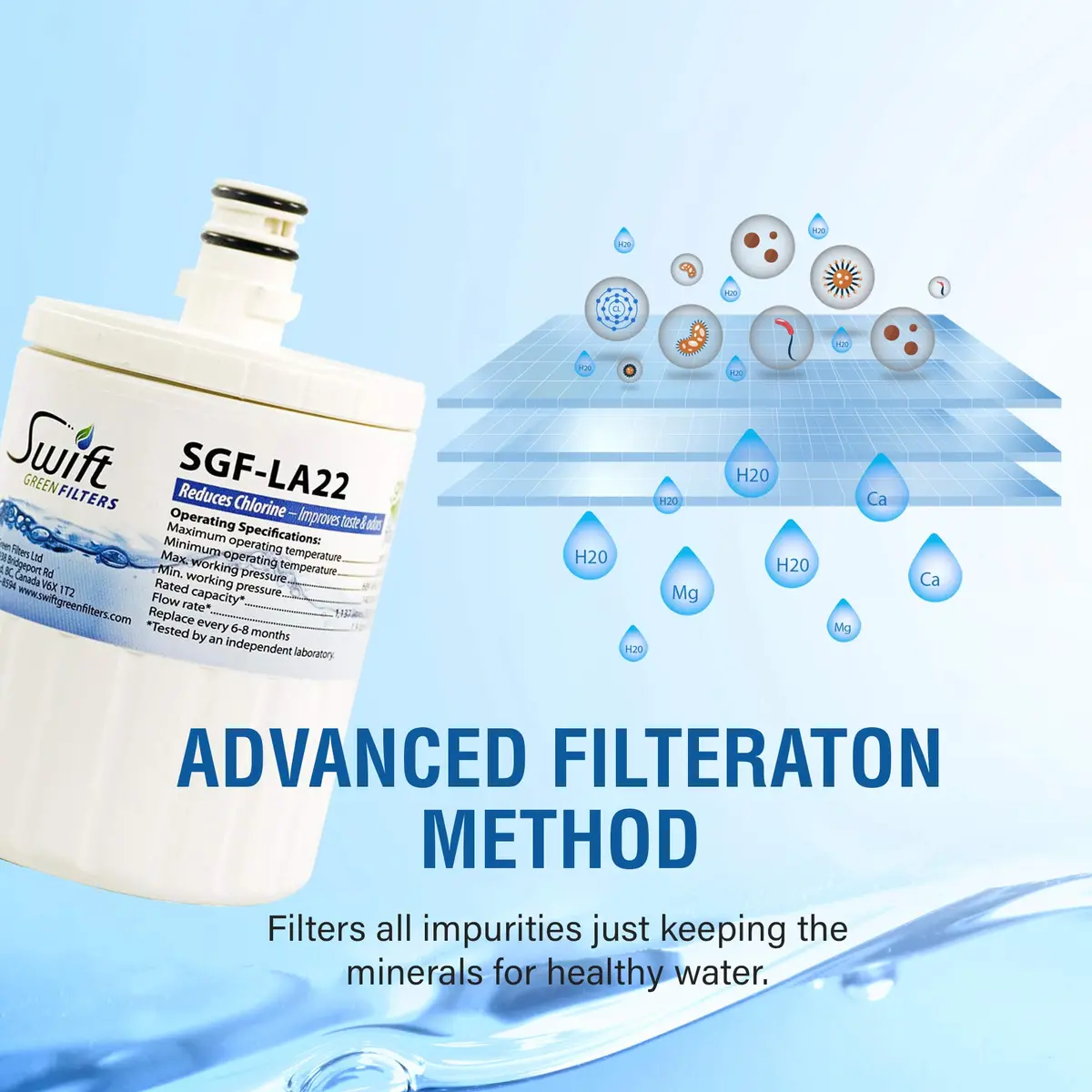 Swift Green Filters SGF-LA22 Compatible Refrigerator Water Filter 3-Pack | NSF Certified, Reduces Chlorine & Sediment, Made in USA - view 4