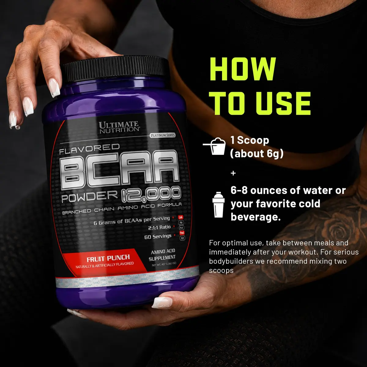 Ultimate Nutrition BCAA Powder 12000, Fruit Punch | 6g Amino Acids for Muscle Recovery & Endurance - view 5