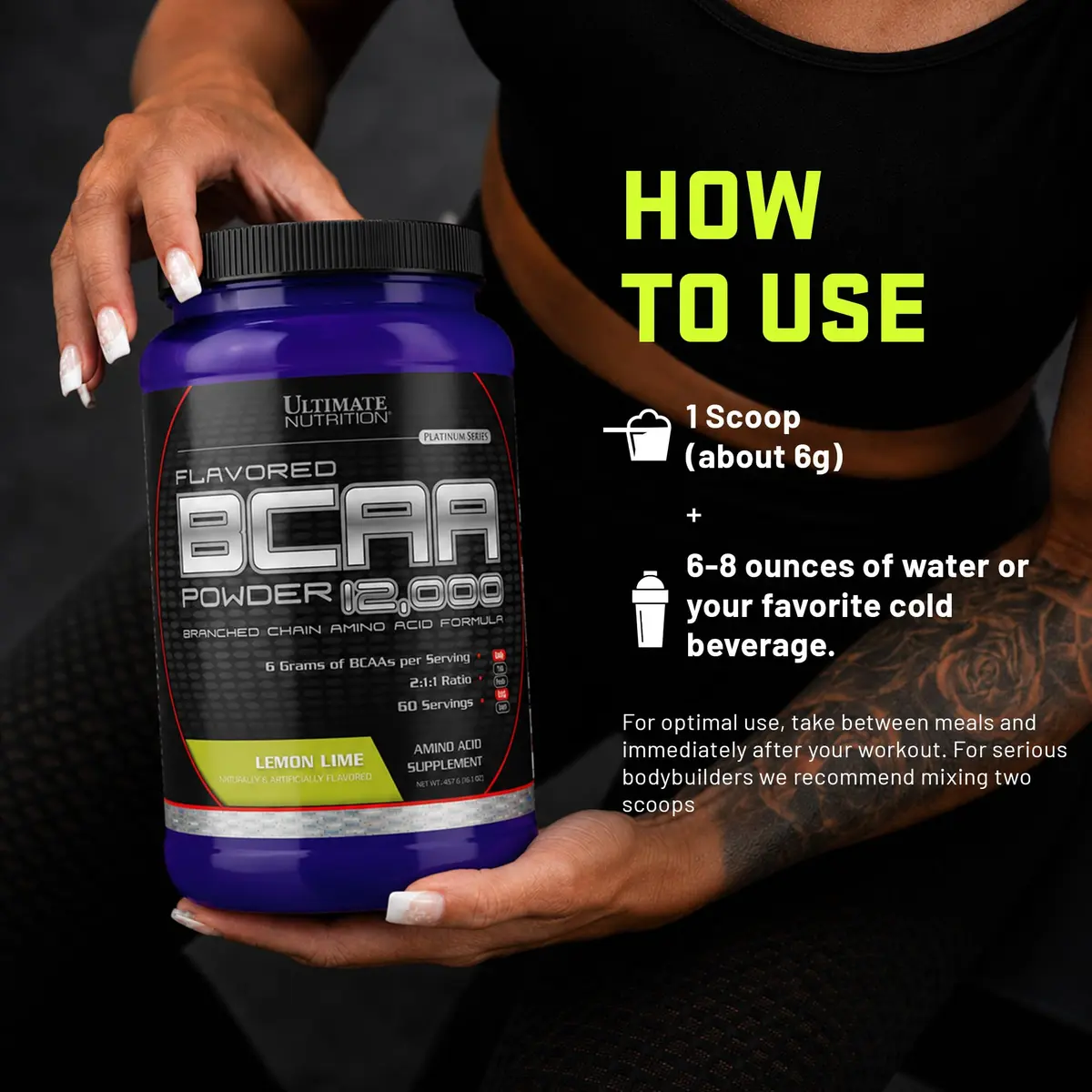 Ultimate Nutrition BCAA Powder 12000 Lemon Lime | 6g Amino Acids for Muscle Recovery & Endurance - view 5