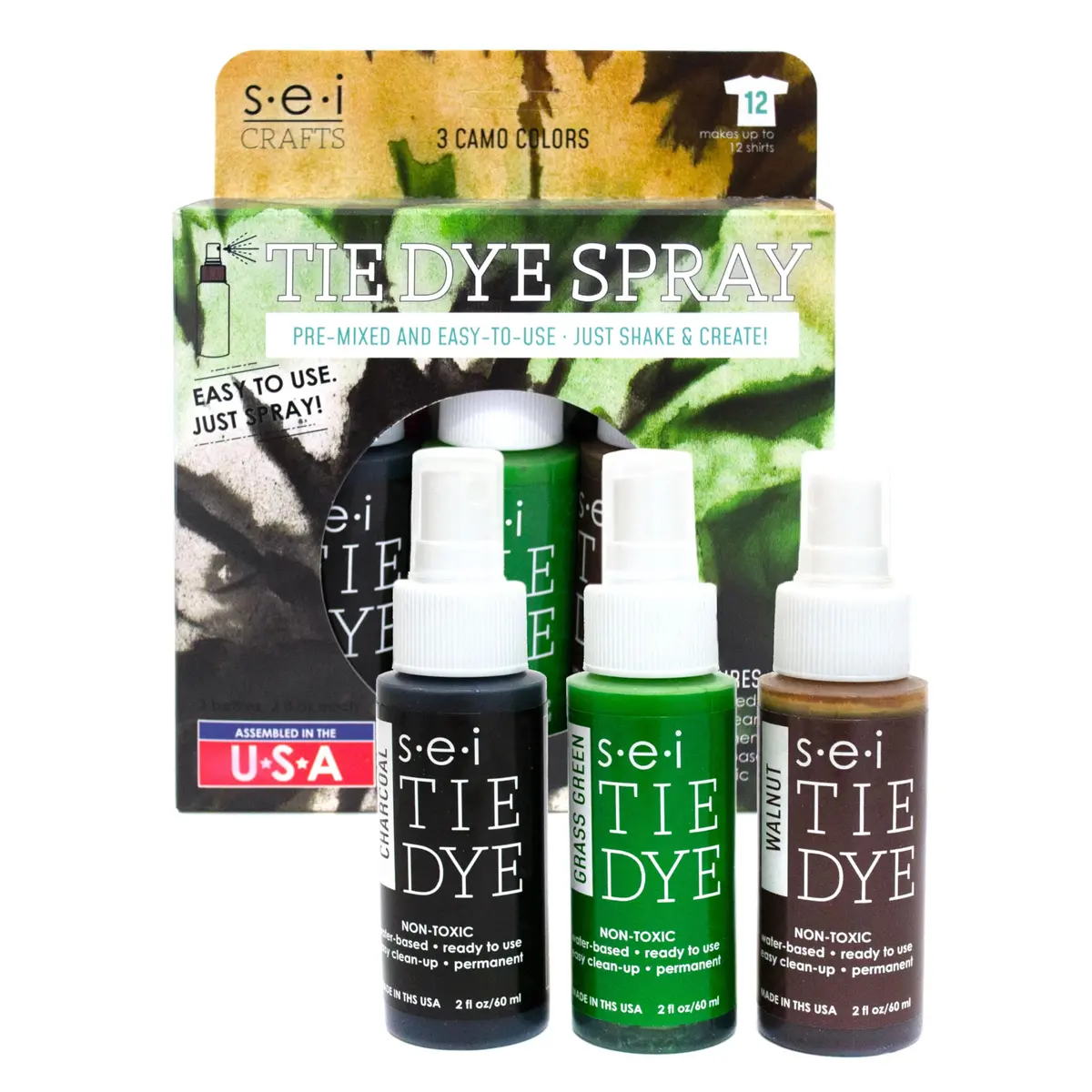 S·E·I Camo Tie Dye Kit 3 Pack | Pre-Mixed Spray Fabric Dye, Vibrant & Easy to Use (70-120 chars) - main product image