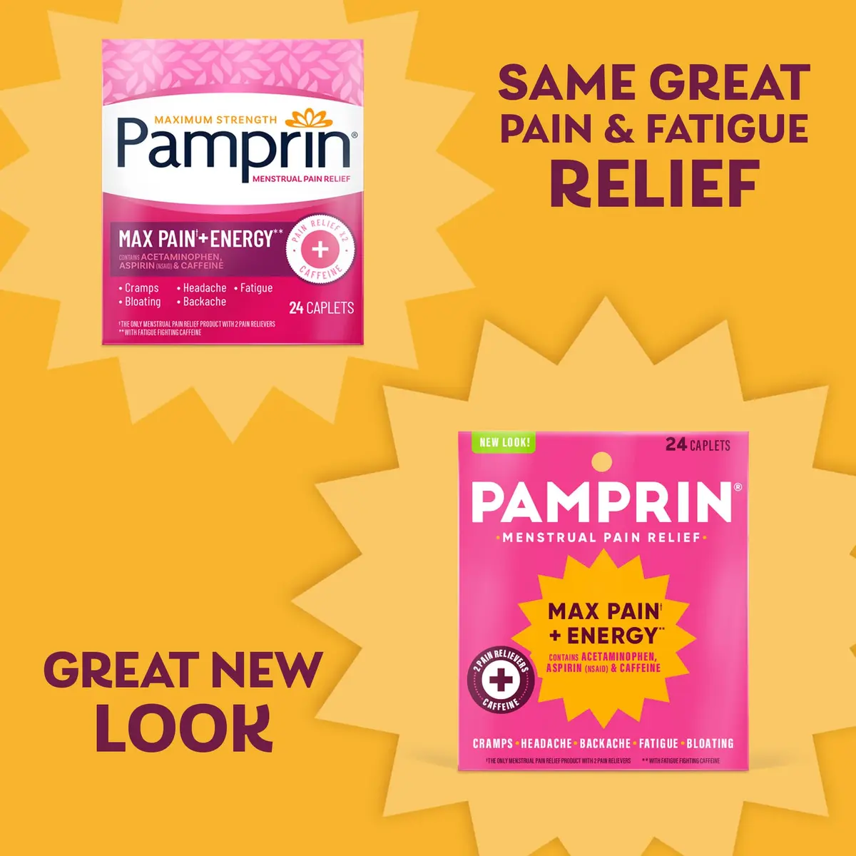 Pamprin Max Pain + Energy Caplets 24 Count | Menstrual Relief for Cramps, Bloating & Fatigue - view 5