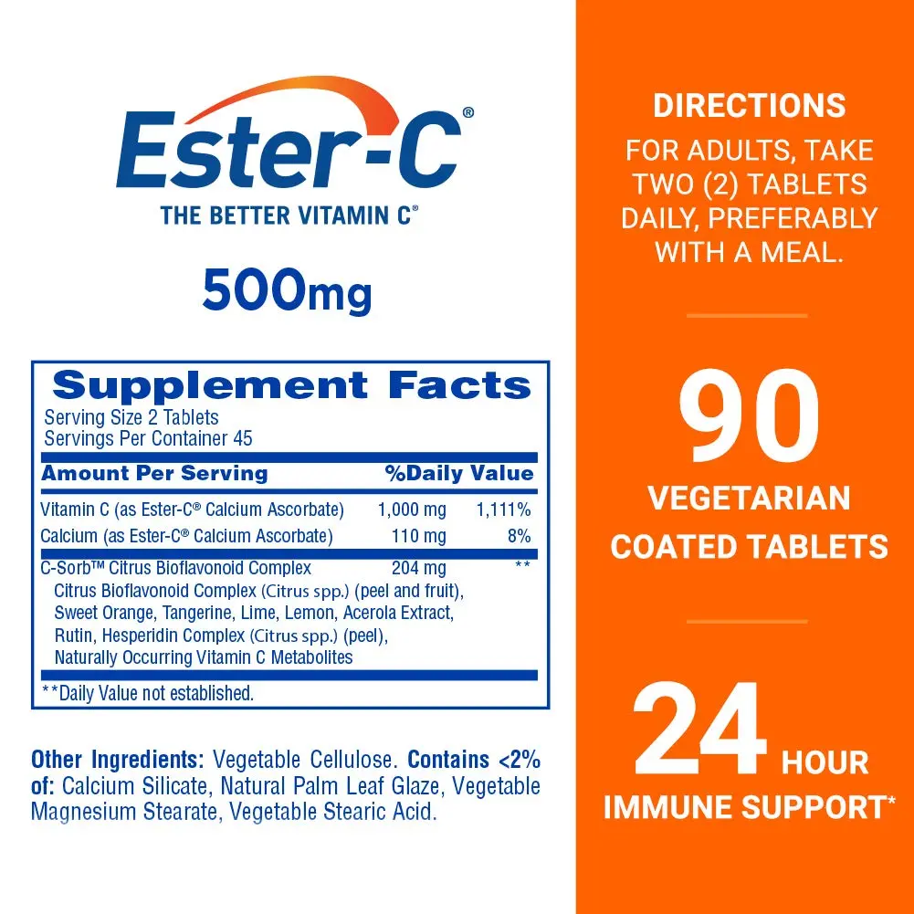 Ester-C 500 mg, 24 Hour Vitamin C Tablets for Immune Support, 90ct | Supports immune health all day - view 2