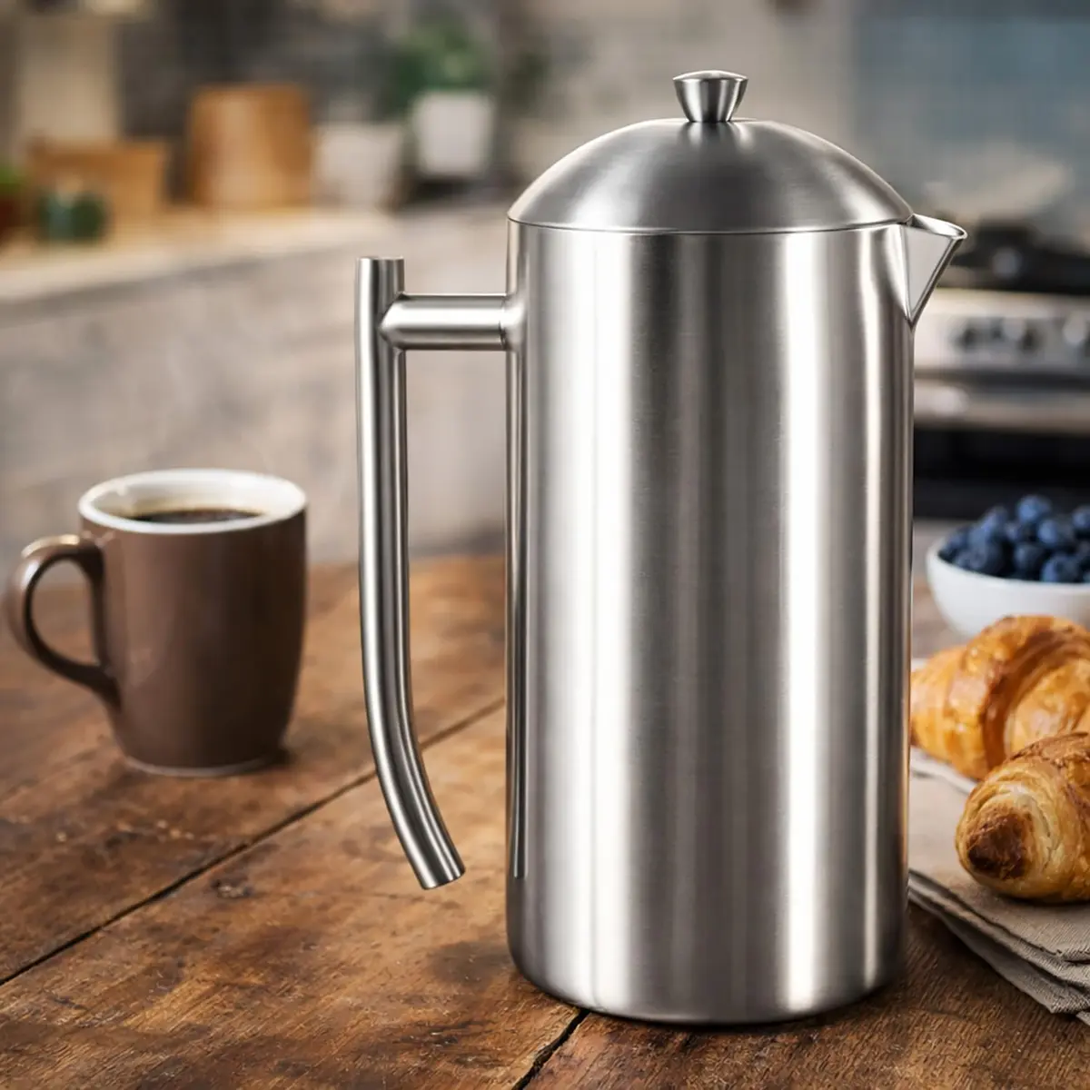 Frieling Double-Walled Stainless Steel French Press Coffee Maker - Brushed 36 oz (1 Liter) Insulated Coffee Press · Elegant, durable, heat-retentive, sediment-free brew - view 6