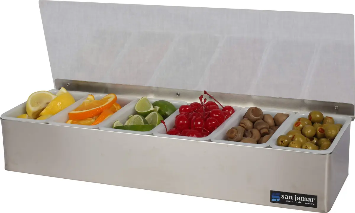 San Jamar Stainless Steel Garnish Tray with Hinged Lid, 4.4 L (18.5 X 6.5 X 4 Inches) | Professional Bar & Restaurant Serveware - view 7