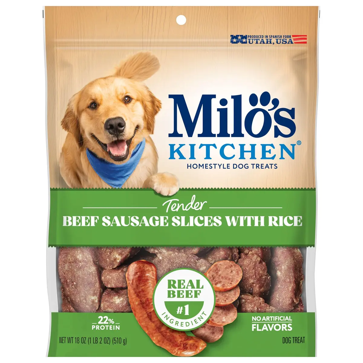 Milo's Kitchen Beef Sausage Slices with Rice Dog Treats 18 Oz | Tender, Real Beef, No Fillers - view 5