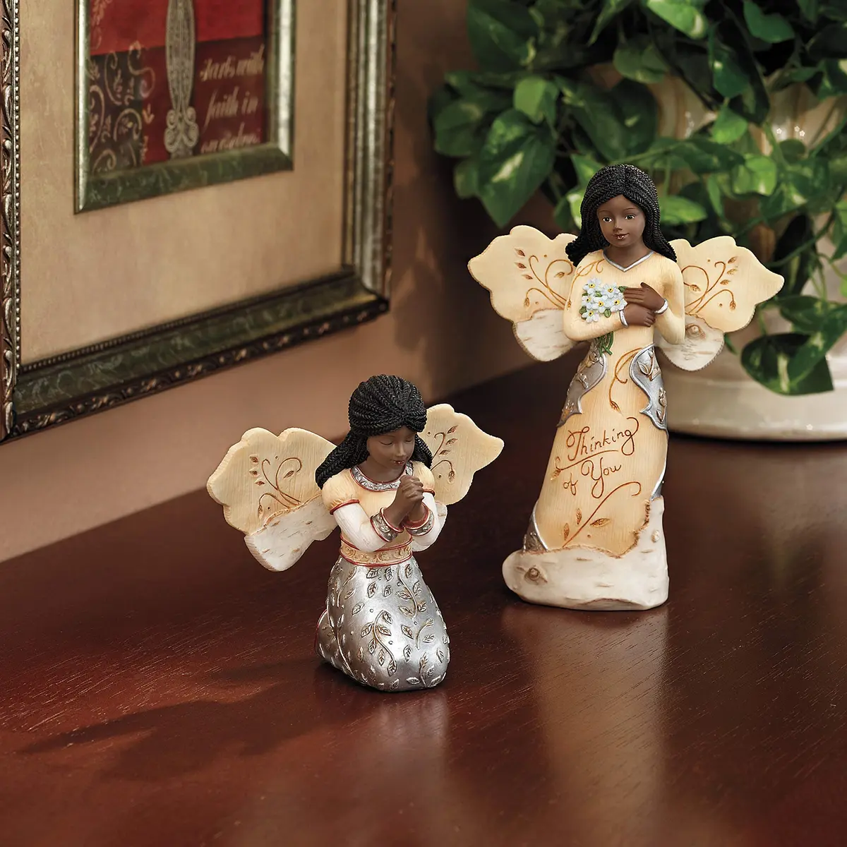 Pavilion Elements in Faith Ebony Angel Figurine 8.89 cm (3.5 Inch) | Hand-Painted Resin Collectible - view 2
