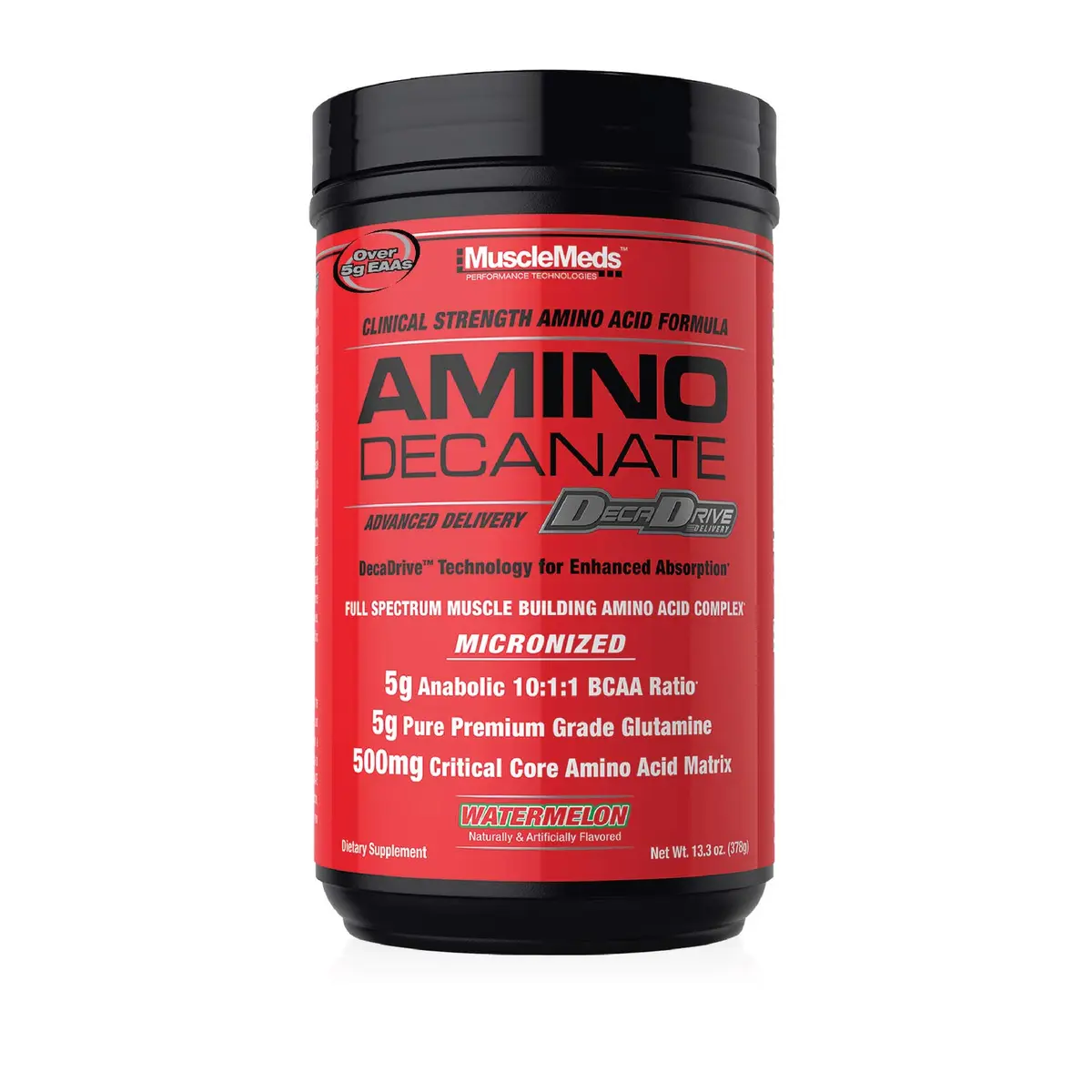 MuscleMeds Amino Decanate Watermelon 13.3 Oz | Full Spectrum Muscle Building Amino Acid Complex - main product image