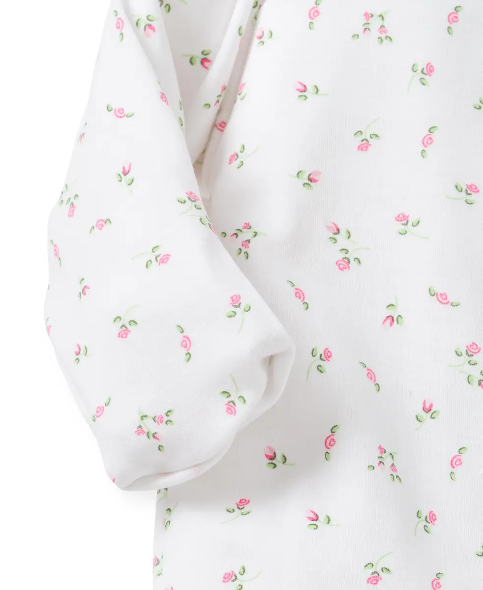 kissy kissy Baby Girls Garden Roses Print Snap Front Footie Pajamas, Pink, 9 Months | Soft Pima Cotton for Delicate Skin - view 2