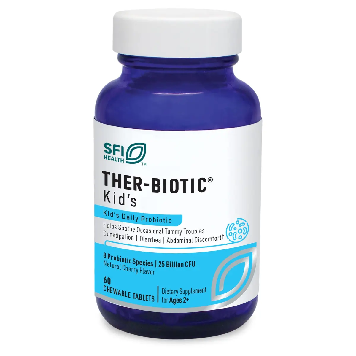 SFI Health Ther-Biotic Kids Probiotic Chewables 60 Cherry Flavored | 25 Billion CFU for Kids - main product image