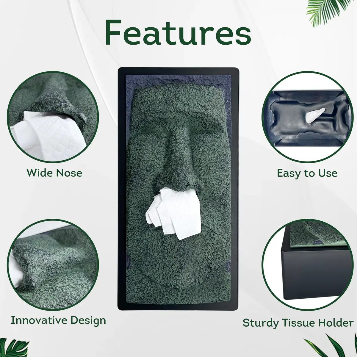 Lily's Home Tiki Head Tissue Box Cover 11"H x 5"W x 5"L | Decorative Resin Organizer for Bathrooms & Countertops - view 4
