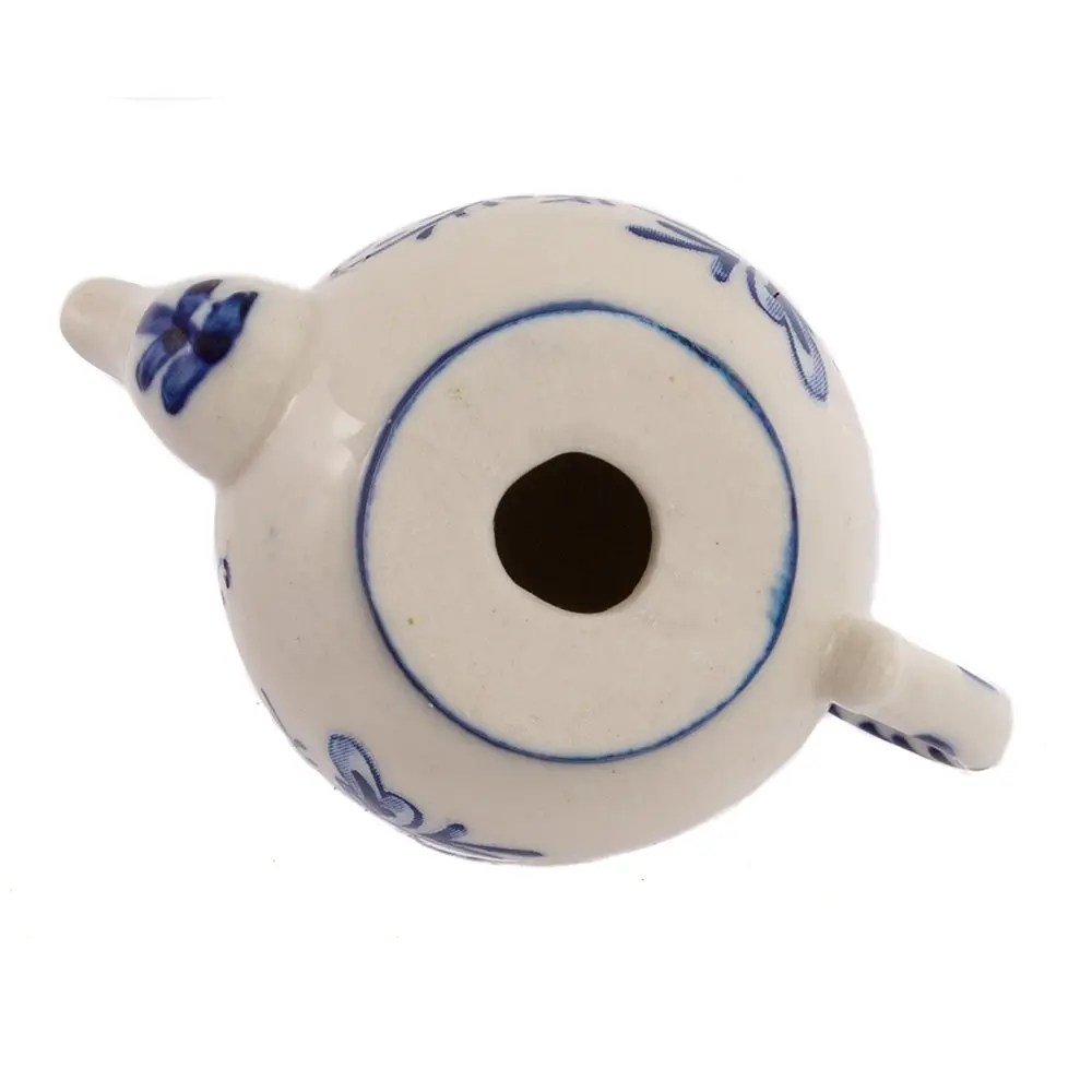 Kurt S. Adler Porcelain Delft Blue Teapot Ornament Set of 3 | 2-3" Hanging Christmas Decor with Blue Floral Design - view 6
