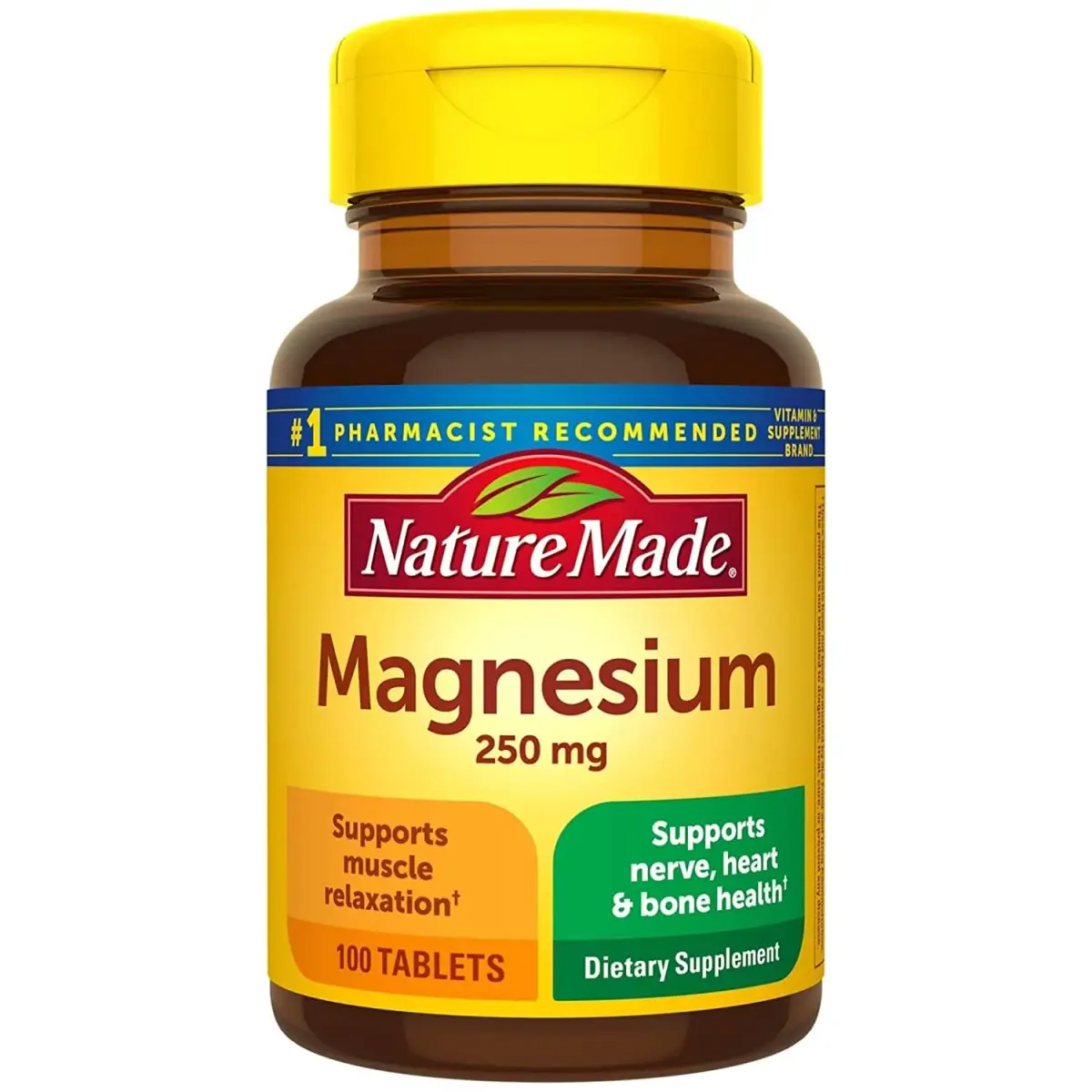 Nature Made Magnesium 250 mg Tablets 100 Count | Supports Nerve & Muscle Function - main product image