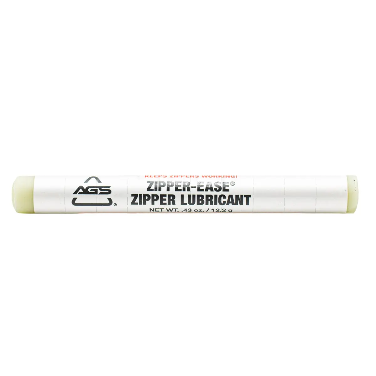 AGS Zipper-Ease Lubricant Stick 10.5g (0.37 oz) | Fix Stuck Zippers Instantly on Metal, Plastic & Nylon - main product image