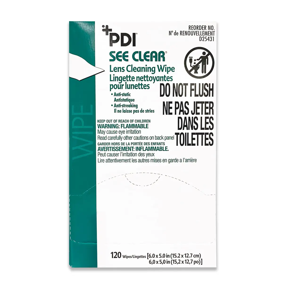 PDI See Clear Surface Cleaning Wipes 120 Pack | Anti-Static & Non-Streaking for Glasses - view 2