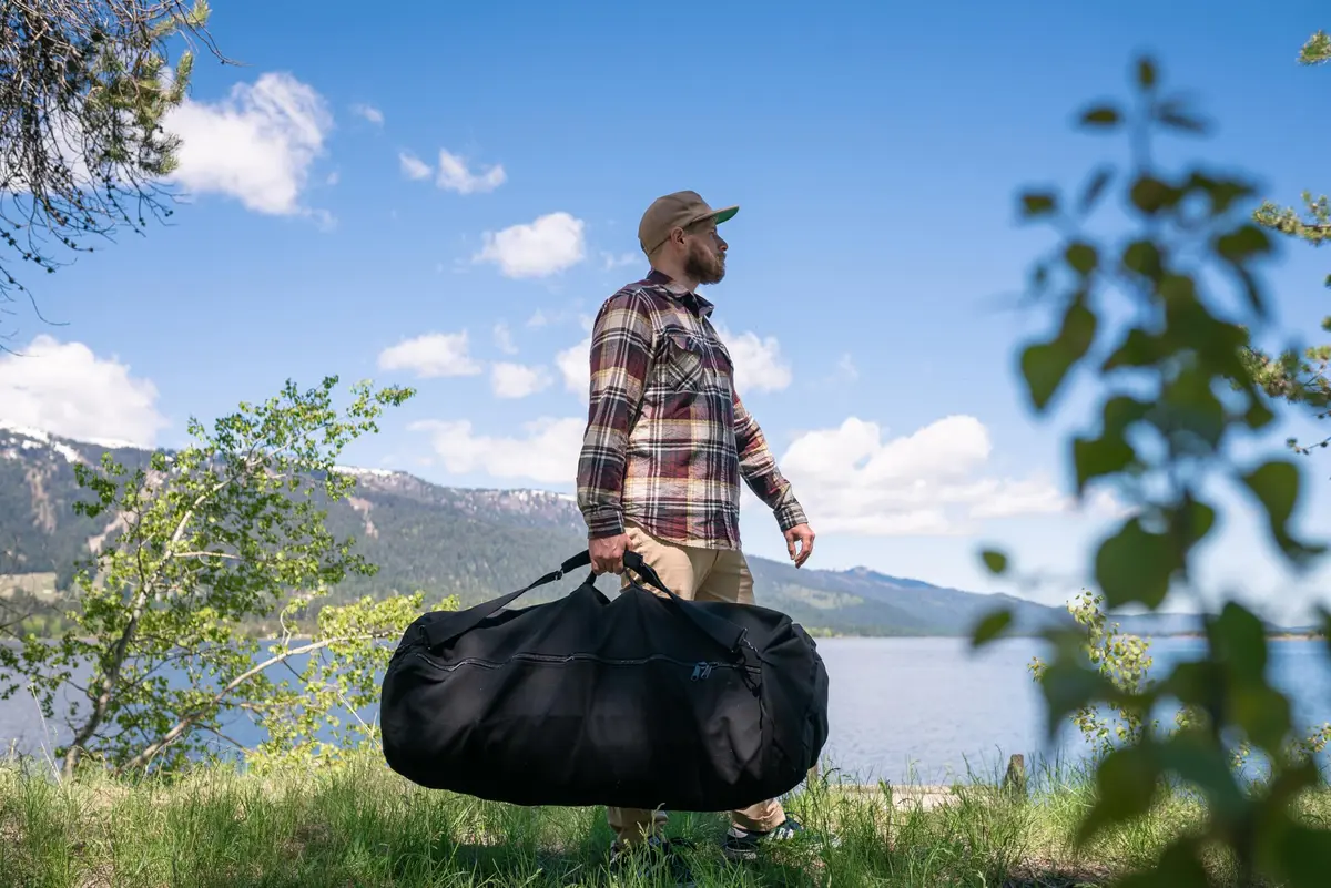 Stansport Zippered Canvas Deluxe Duffel Bag - Black (1230-20) 21" x 36" | Heavy Duty Travel Gear - view 9