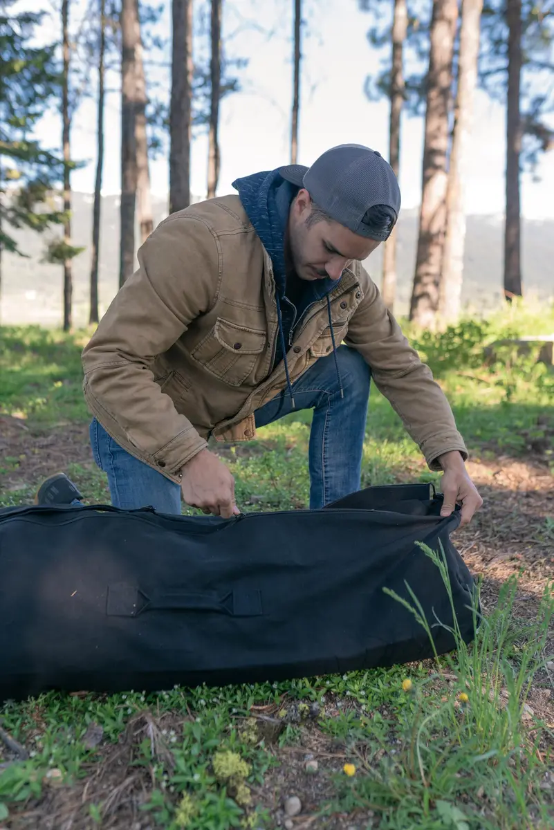 Stansport Zippered Canvas Deluxe Duffel Bag - Black (1237) | Heavy-Duty 22 oz. Cotton Canvas for Active Travel - view 7