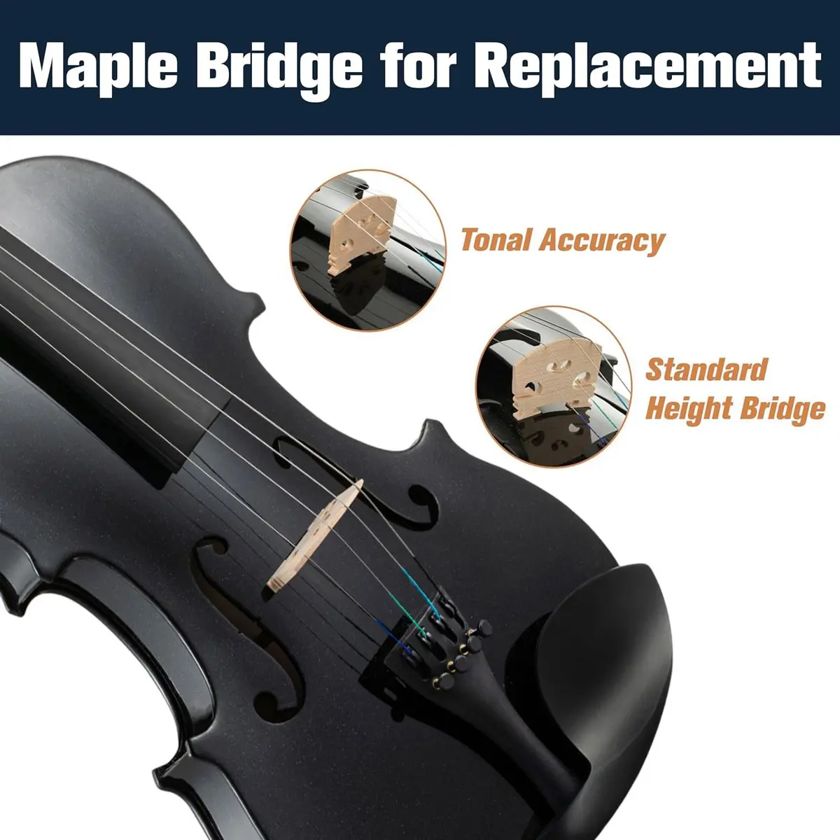 Mendini by Cecilio Violin 4/4 Full Size Kit | Hand Carved Acoustic Solid Wood for Beginners - view 3