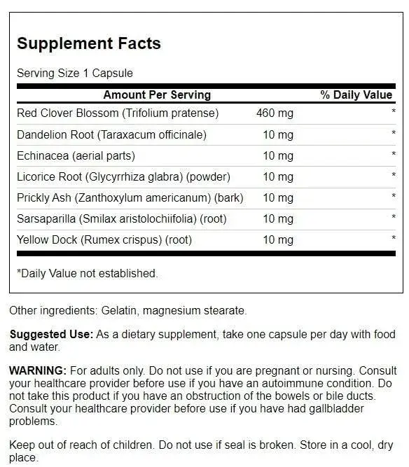 Swanson Red Clover Combination 100 Capsules | Traditional Detox Support with 9 Cleansing Herbs - view 2