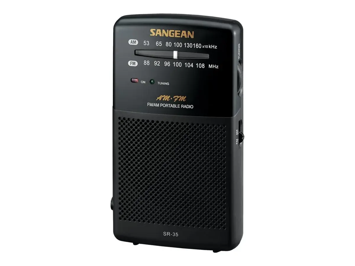 Sangean SR-35 AM/FM Analog Pocket Radio with Built-in Speaker, Black | DSP Tuner & Rotary Dial - main product image