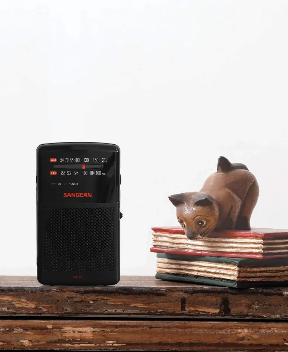 Sangean SR-35 AM/FM Analog Pocket Radio with Built-in Speaker, Black | DSP Tuner & Rotary Dial - view 2