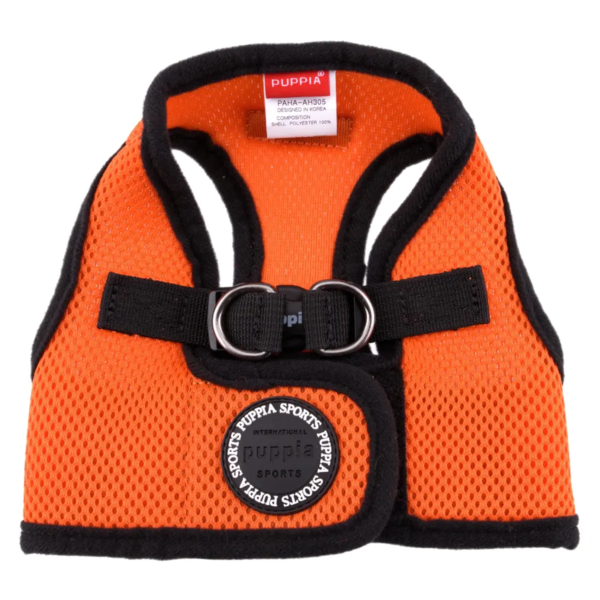 Puppia Soft Vest Harness Medium Orange | Adjustable Mesh Dog Harness for Comfort - view 2