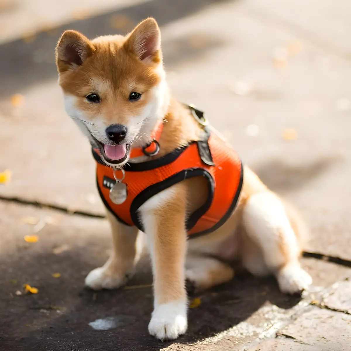 Puppia Soft Vest Harness Medium Orange | Adjustable Mesh Dog Harness for Comfort - view 4
